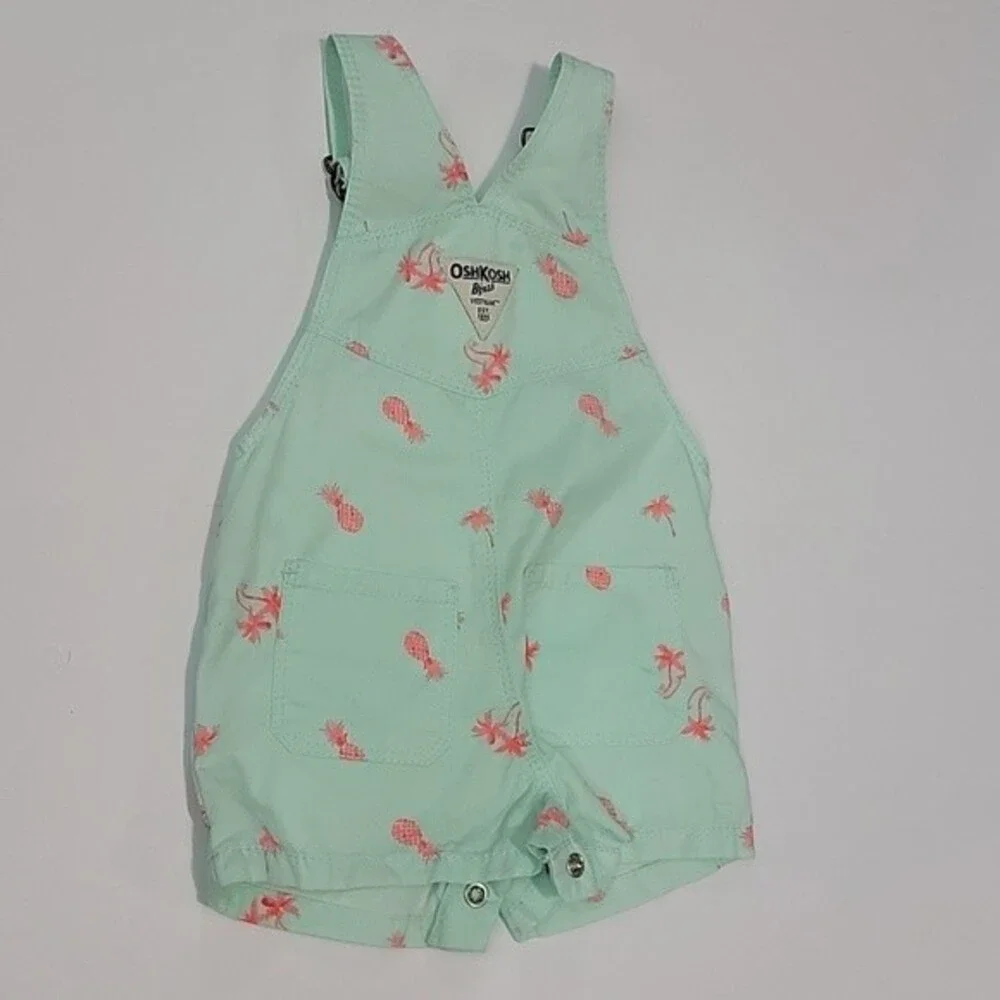 OSHKOSH Vestbak Tropical Pineapple And Palm Trees Shortalls NWT size 9 Mons.